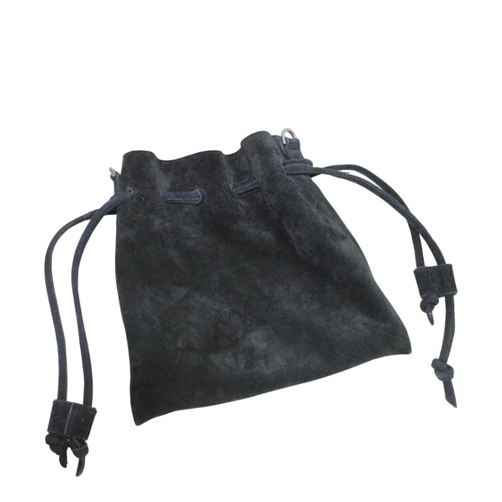 Free People Billie True Black Suede Drawstring Cross Body Slouchy Medicine Style - Picture 9 of 12